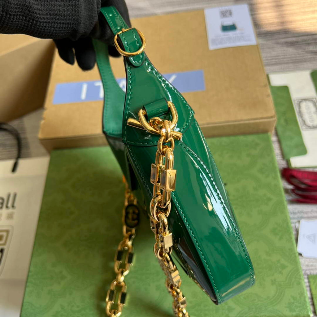Gucci 699651 ‎Jackie 1961 mini shoulder bag Green patent leather