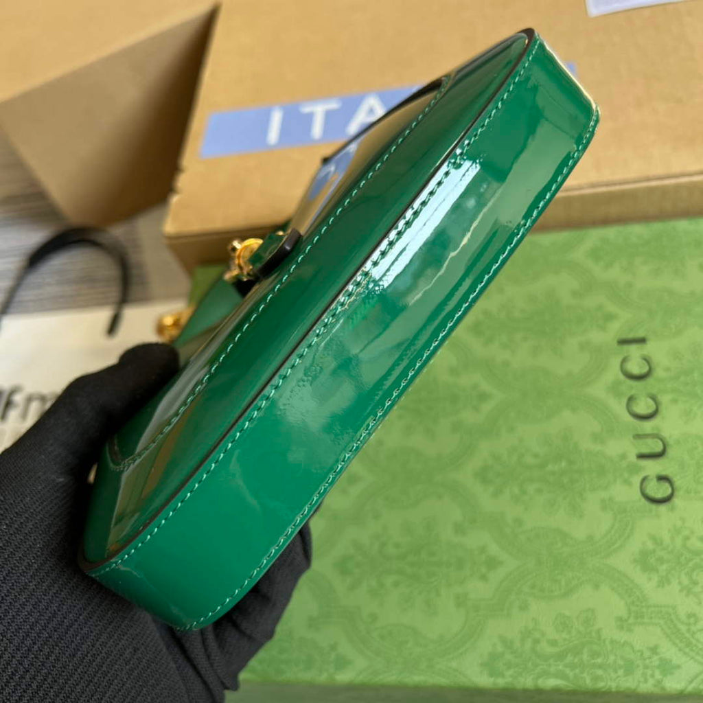 Gucci 699651 ‎Jackie 1961 mini shoulder bag Green patent leather