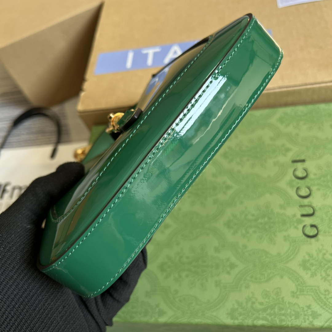 Gucci 699651 ‎Jackie 1961 mini shoulder bag Green patent leather