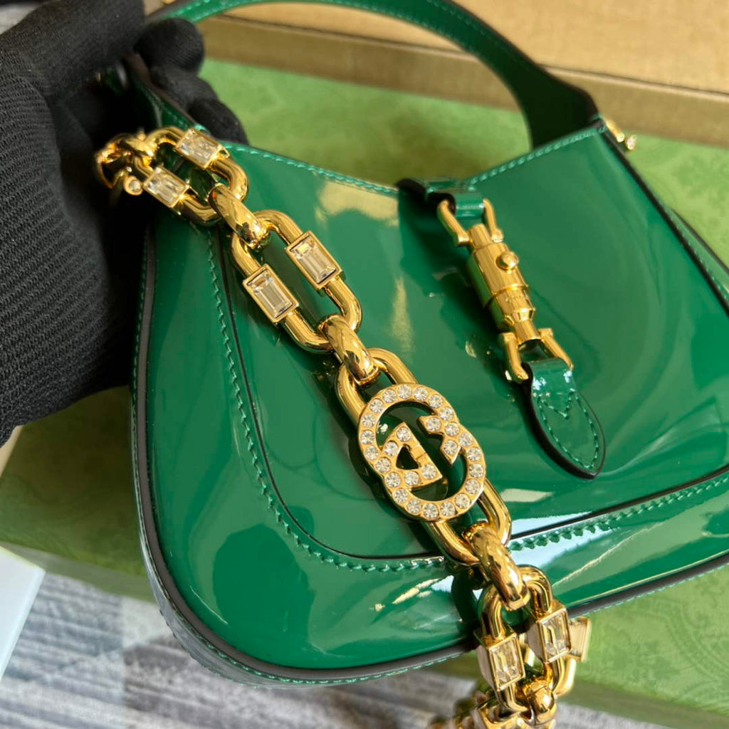 Gucci 699651 ‎Jackie 1961 mini shoulder bag Green patent leather