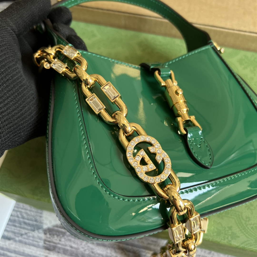 Gucci 699651 ‎Jackie 1961 mini shoulder bag Green patent leather
