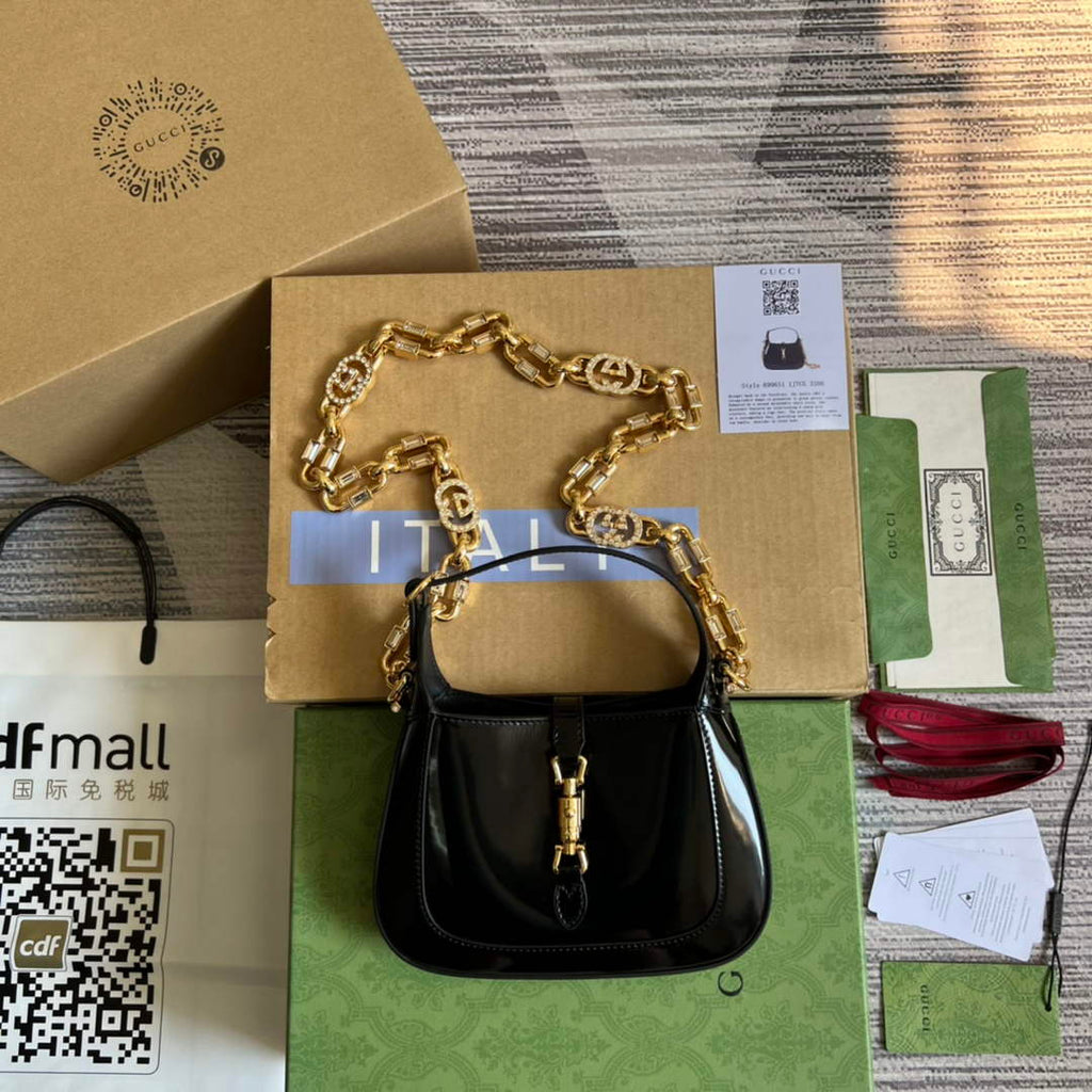 Gucci 699651 ‎Jackie 1961 mini shoulder bag Black patent leather