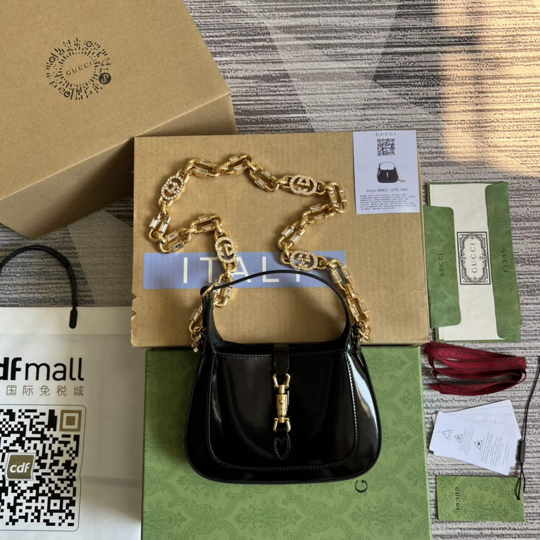 Gucci 699651 ‎Jackie 1961 mini shoulder bag Black patent leather