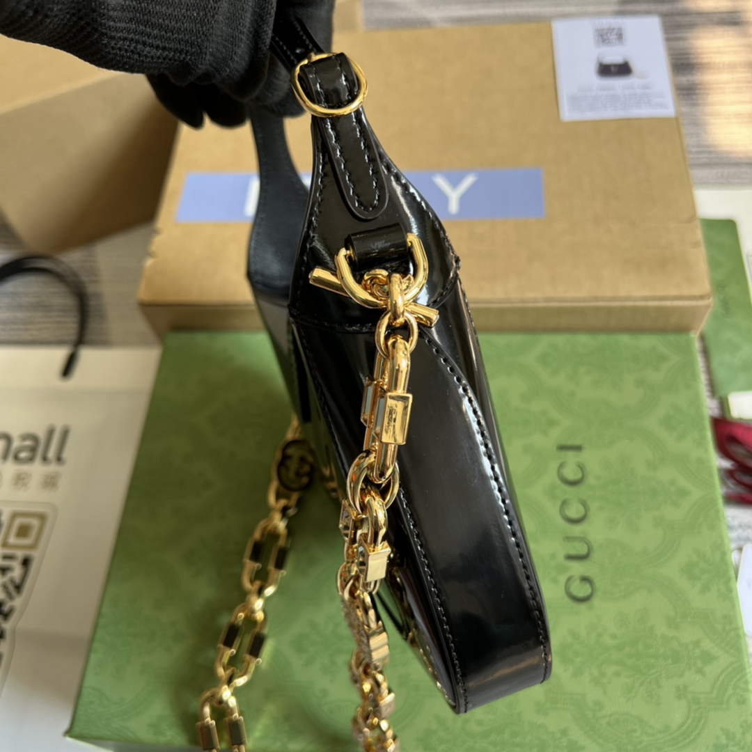 Gucci 699651 ‎Jackie 1961 mini shoulder bag Black patent leather
