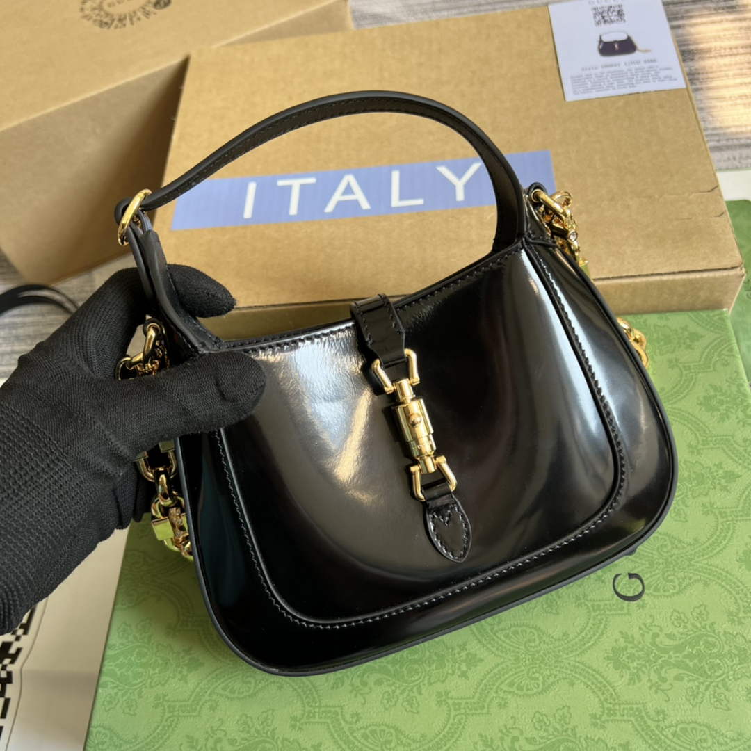 Gucci 699651 ‎Jackie 1961 mini shoulder bag Black patent leather
