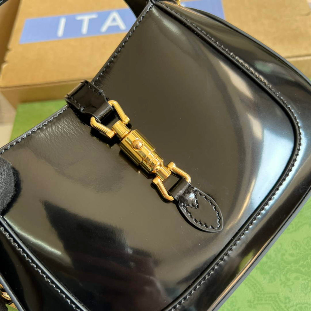 Gucci 699651 ‎Jackie 1961 mini shoulder bag Black patent leather