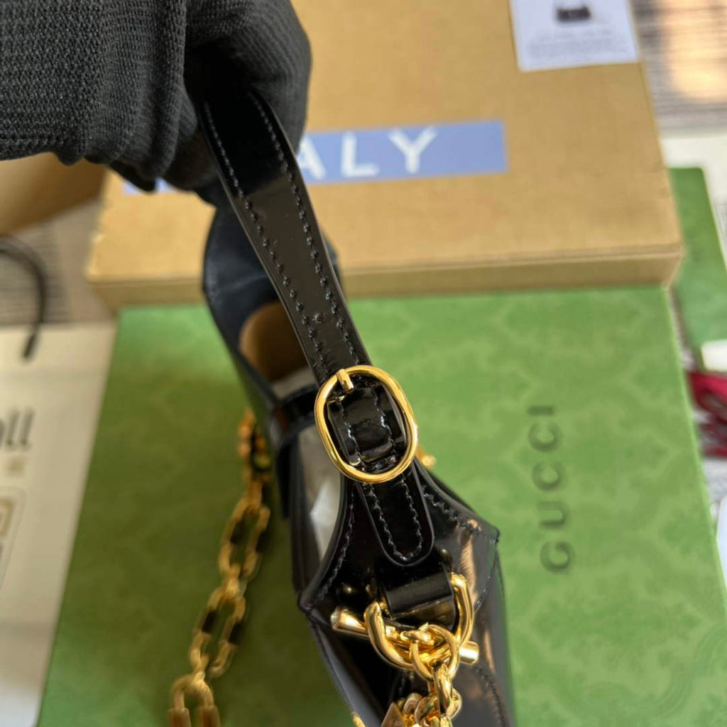 Gucci 699651 ‎Jackie 1961 mini shoulder bag Black patent leather