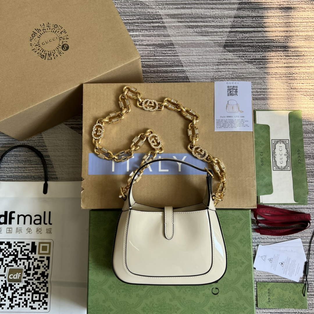 Gucci 699651 ‎Jackie 1961 mini shoulder bag White patent leather