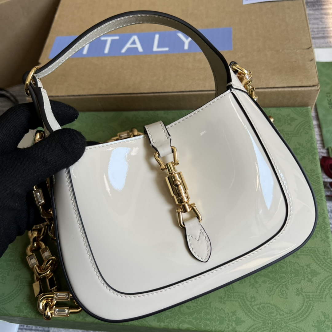 Gucci 699651 ‎Jackie 1961 mini shoulder bag White patent leather