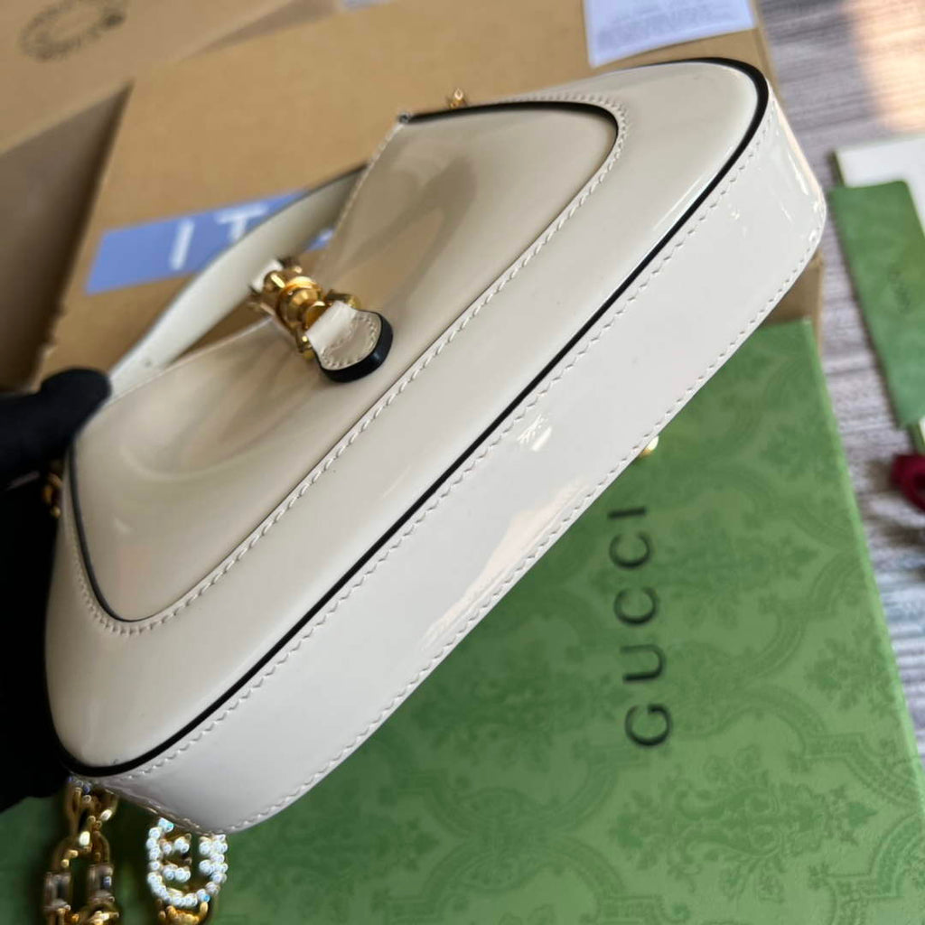 Gucci 699651 ‎Jackie 1961 mini shoulder bag White patent leather
