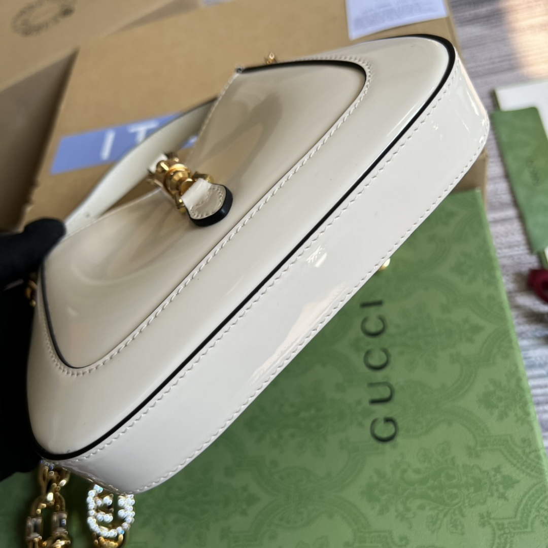 Gucci 699651 ‎Jackie 1961 mini shoulder bag White patent leather