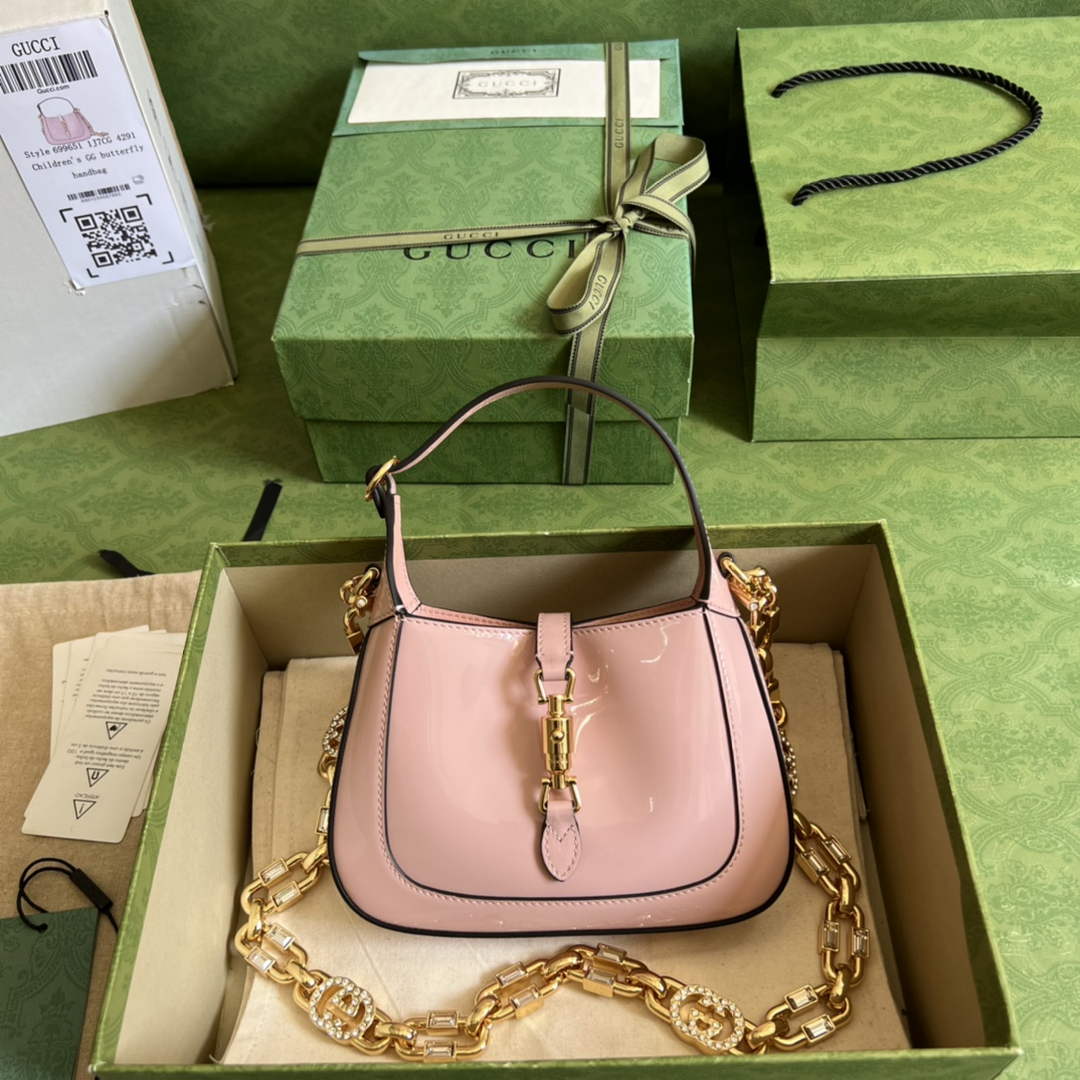Gucci 699651 ‎Jackie 1961 mini shoulder bag Pink patent leather