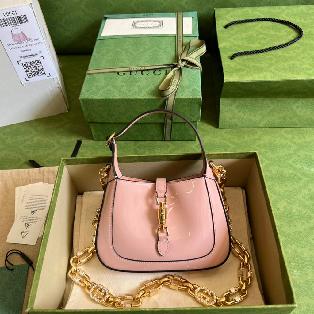 Gucci 699651 ‎Jackie 1961 mini shoulder bag Pink patent leather