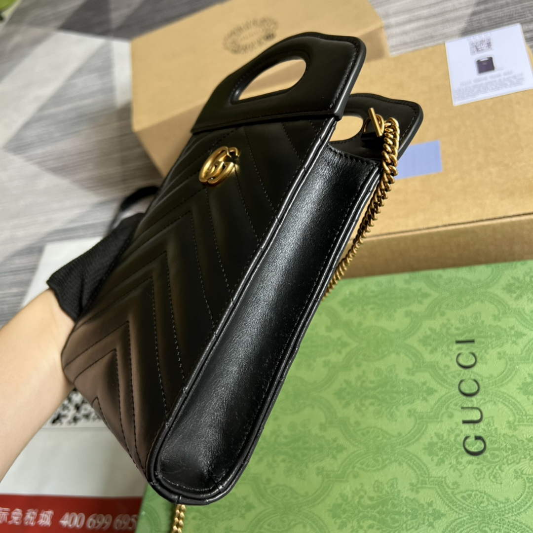 Gucci ‎699756 GG Marmont top handle mini bag black leather