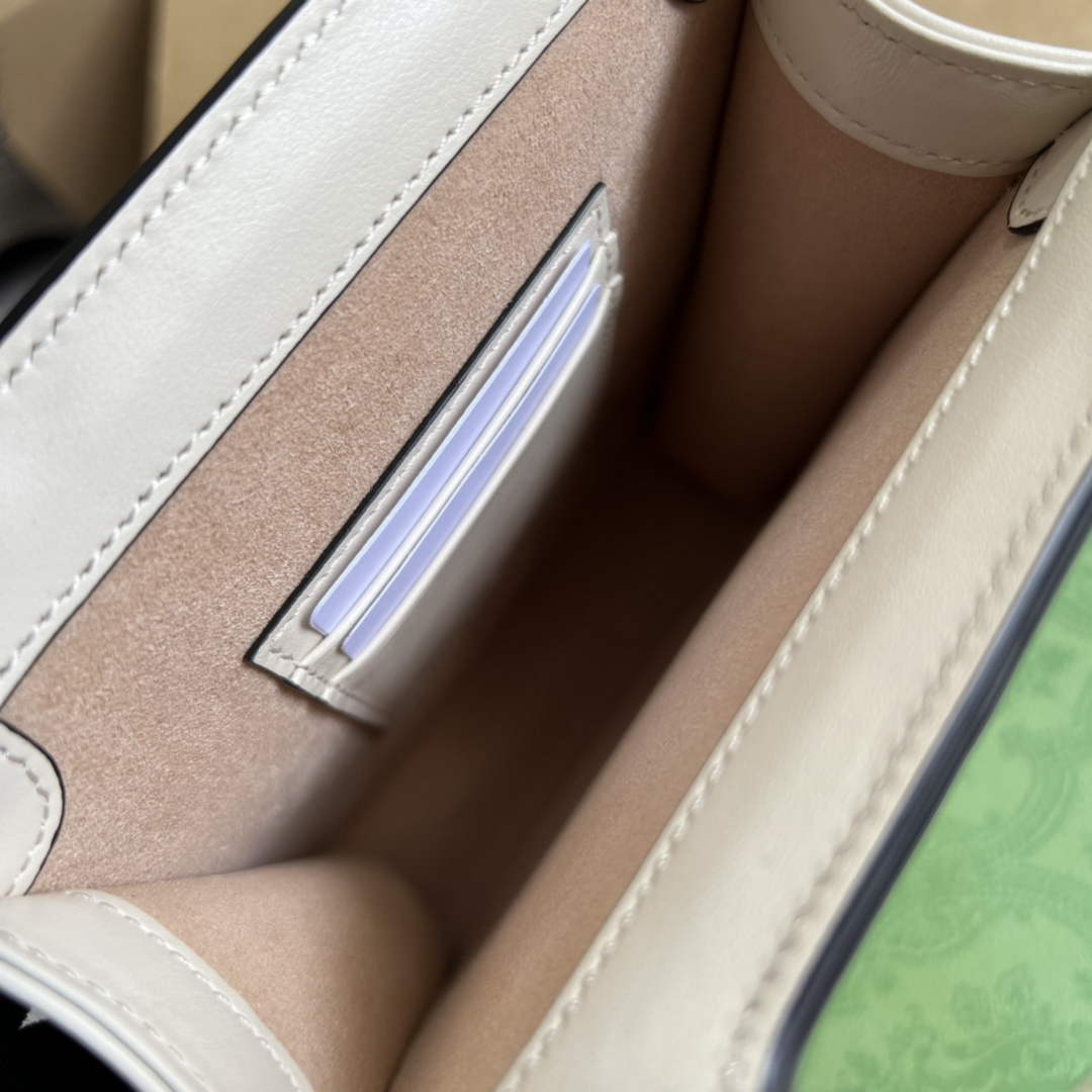 Gucci ‎699756 GG Marmont top handle mini bag white leather