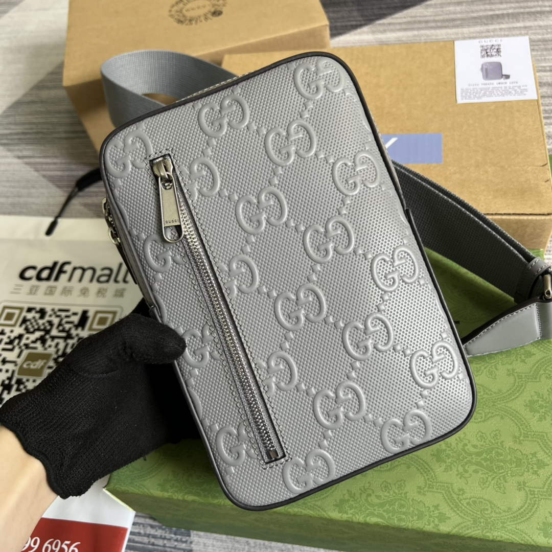 Gucci ‎700431 GG embossed sling backpack Grey
