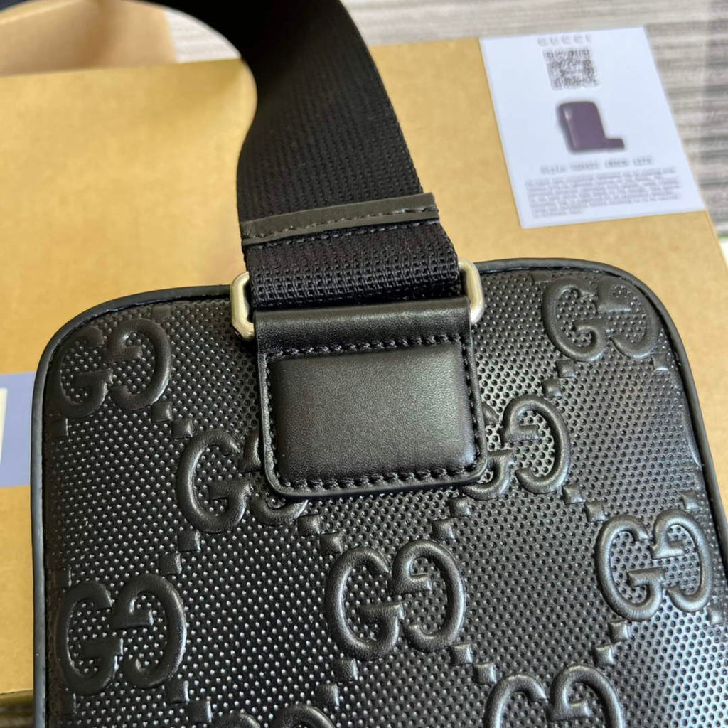 Gucci ‎700431 GG embossed sling backpack black