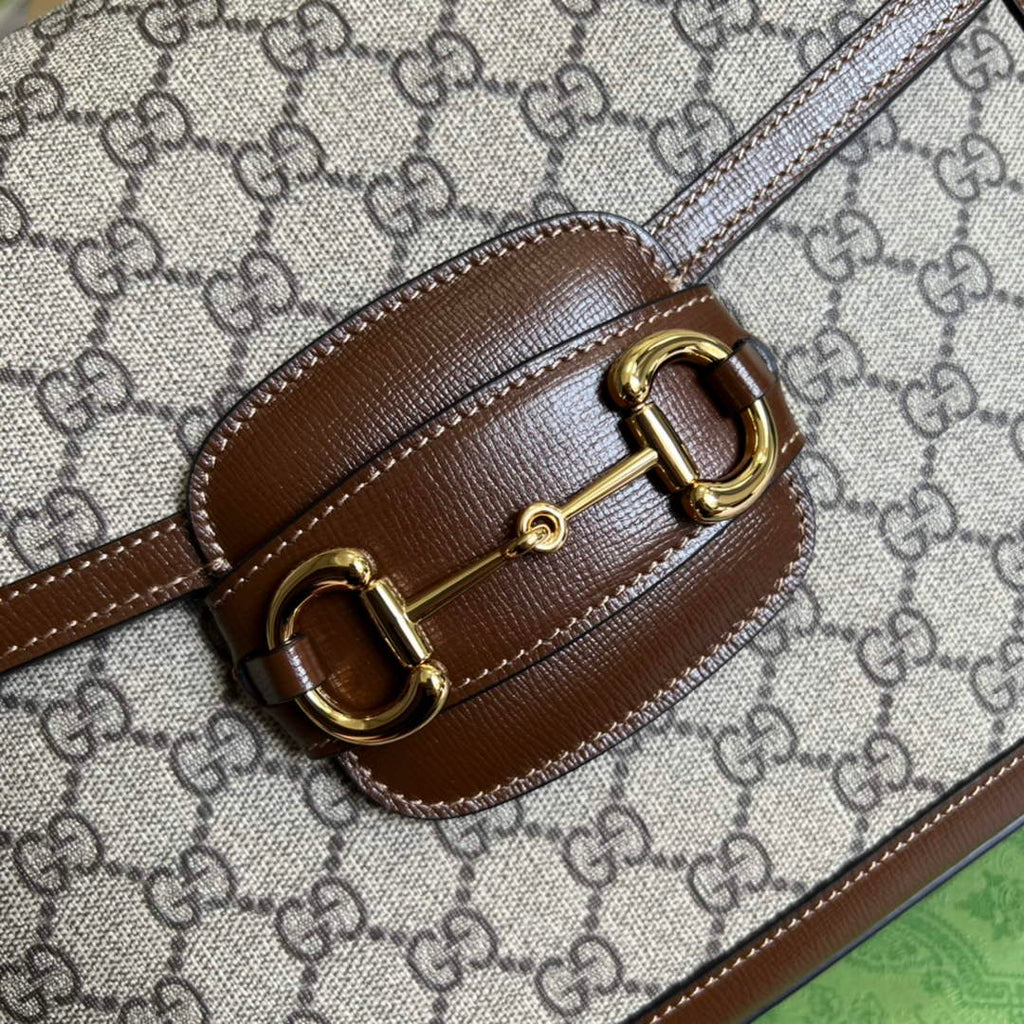 Gucci 700457 Horsebit 1955 shoulder bag Beige GG Supreme canvas