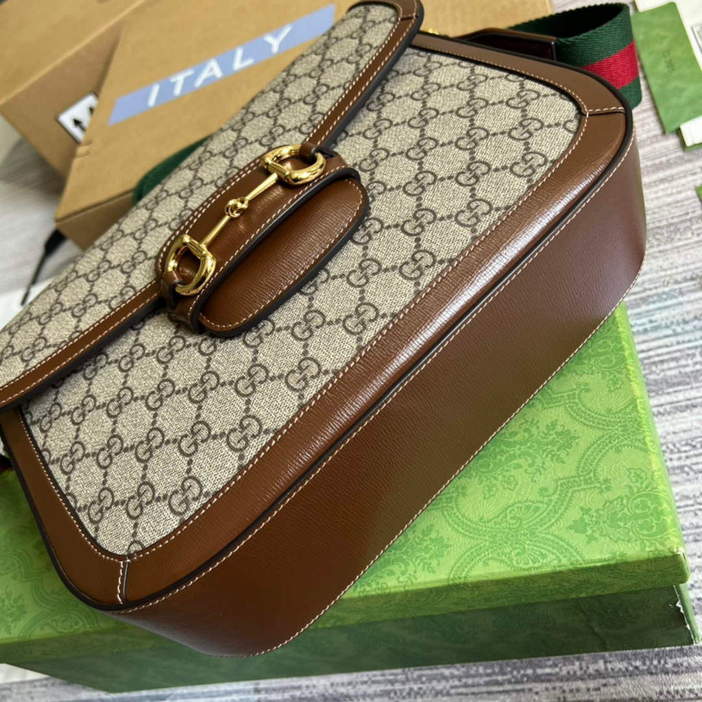 Gucci 700457 Horsebit 1955 shoulder bag Beige GG Supreme canvas