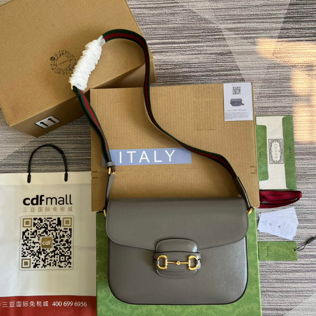 Gucci 700457 Horsebit 1955 shoulder bag Gray Leather