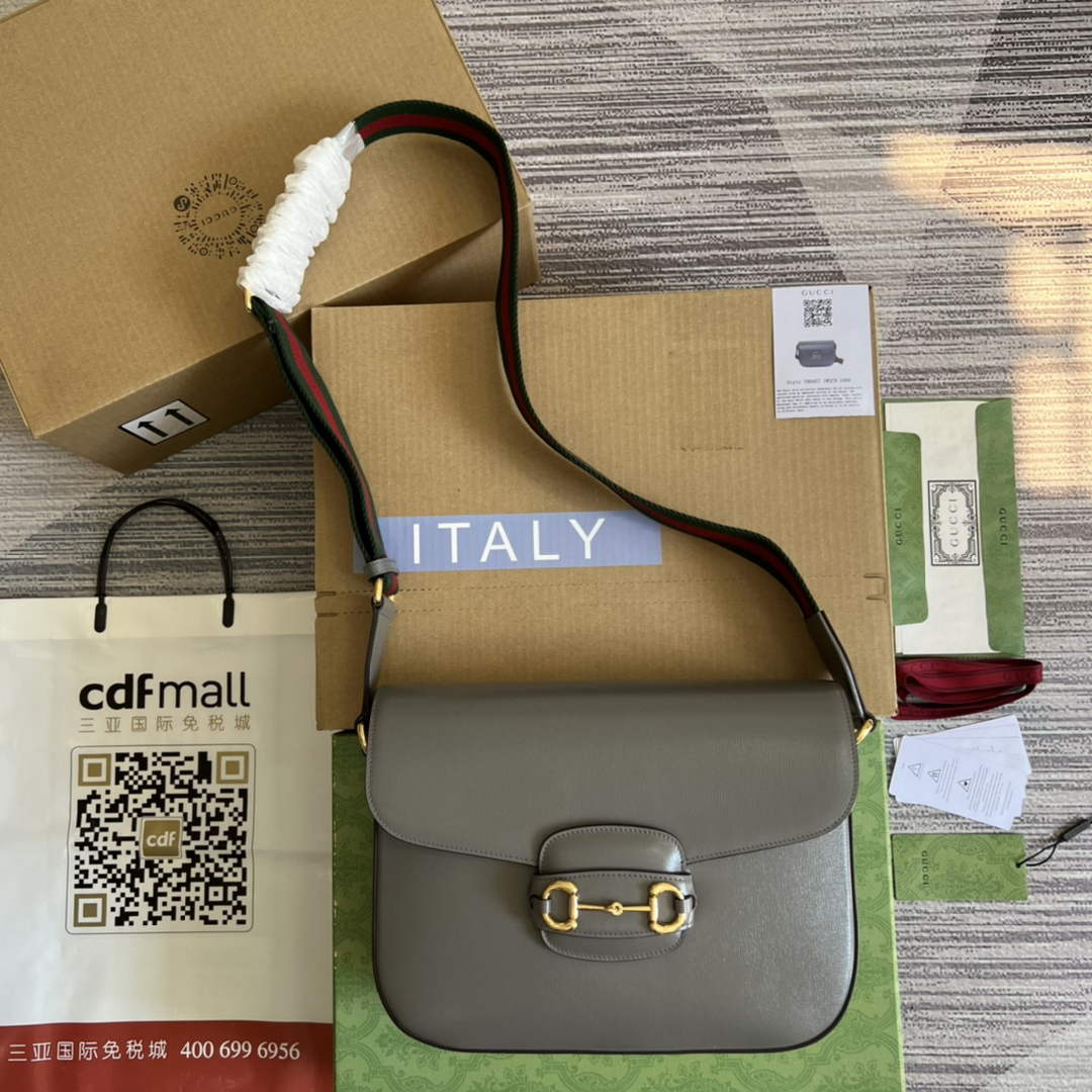 Gucci 700457 Horsebit 1955 shoulder bag Gray Leather