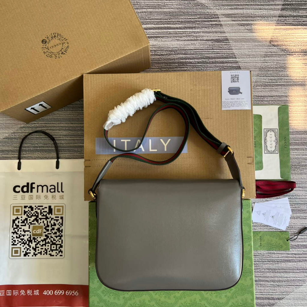 Gucci 700457 Horsebit 1955 shoulder bag Gray Leather
