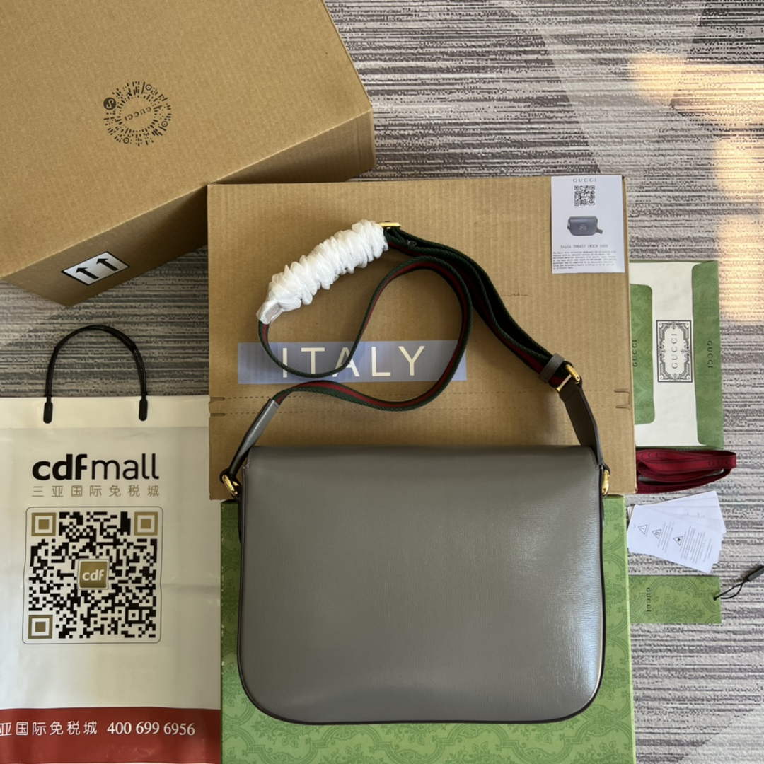 Gucci 700457 Horsebit 1955 shoulder bag Gray Leather