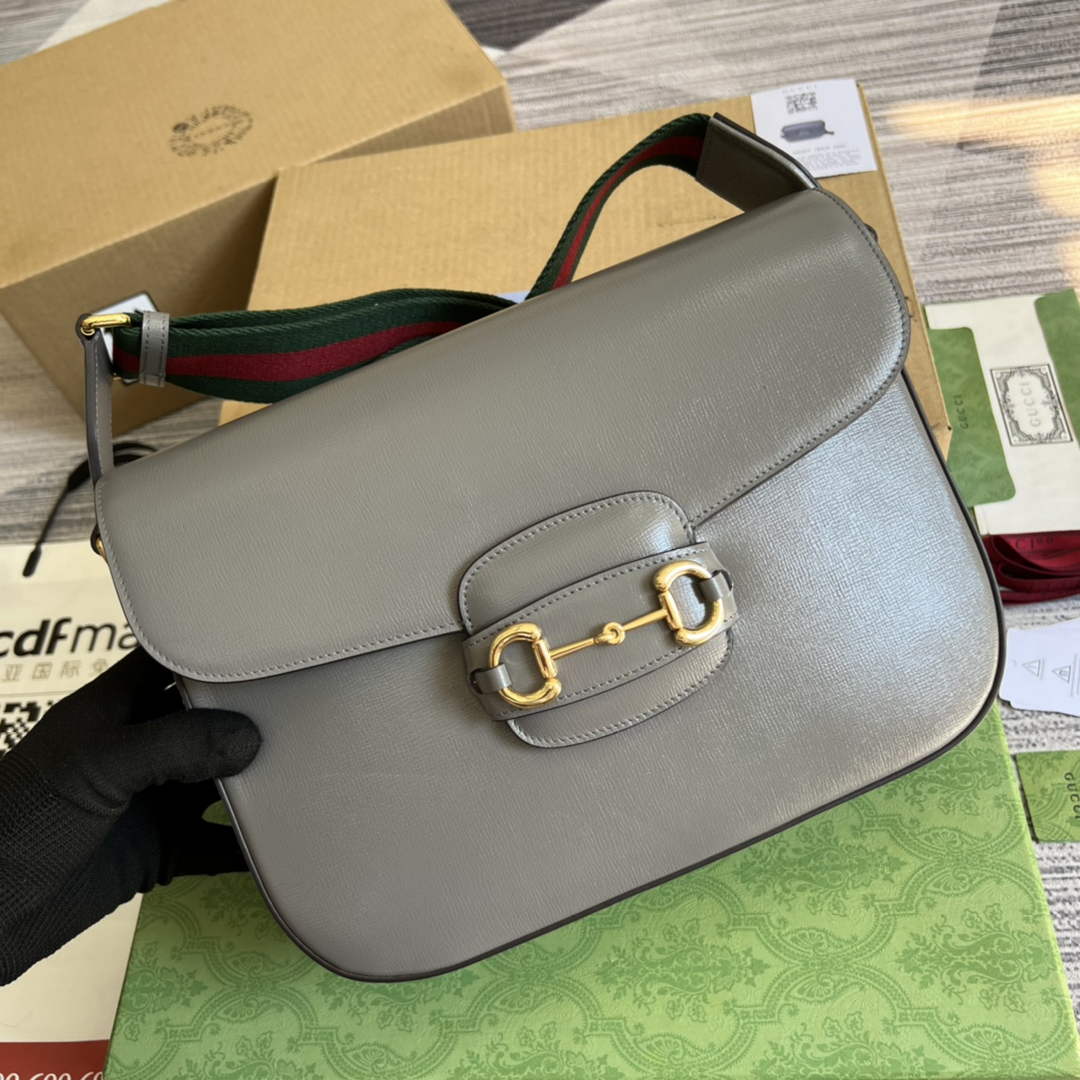 Gucci 700457 Horsebit 1955 shoulder bag Gray Leather