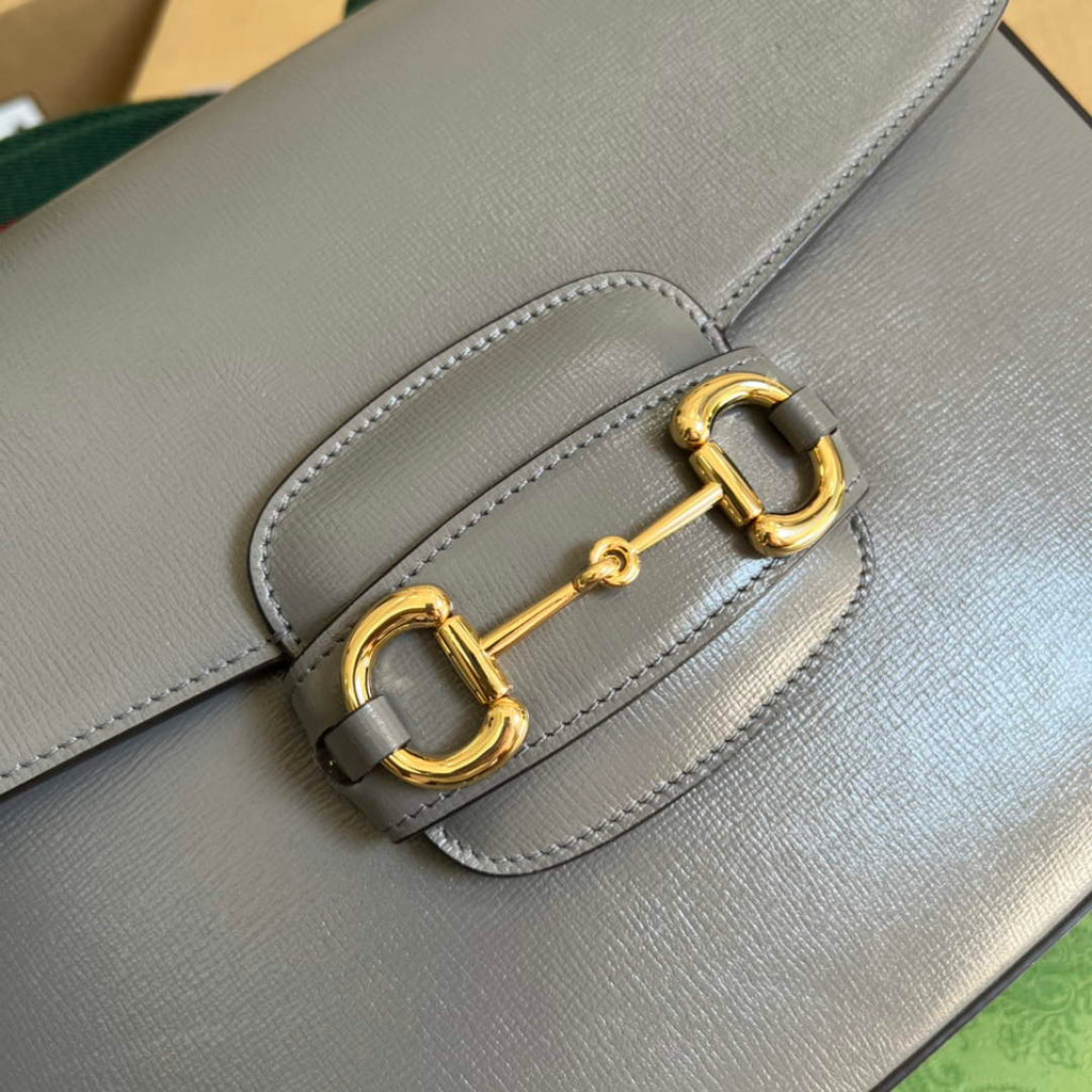 Gucci 700457 Horsebit 1955 shoulder bag Gray Leather