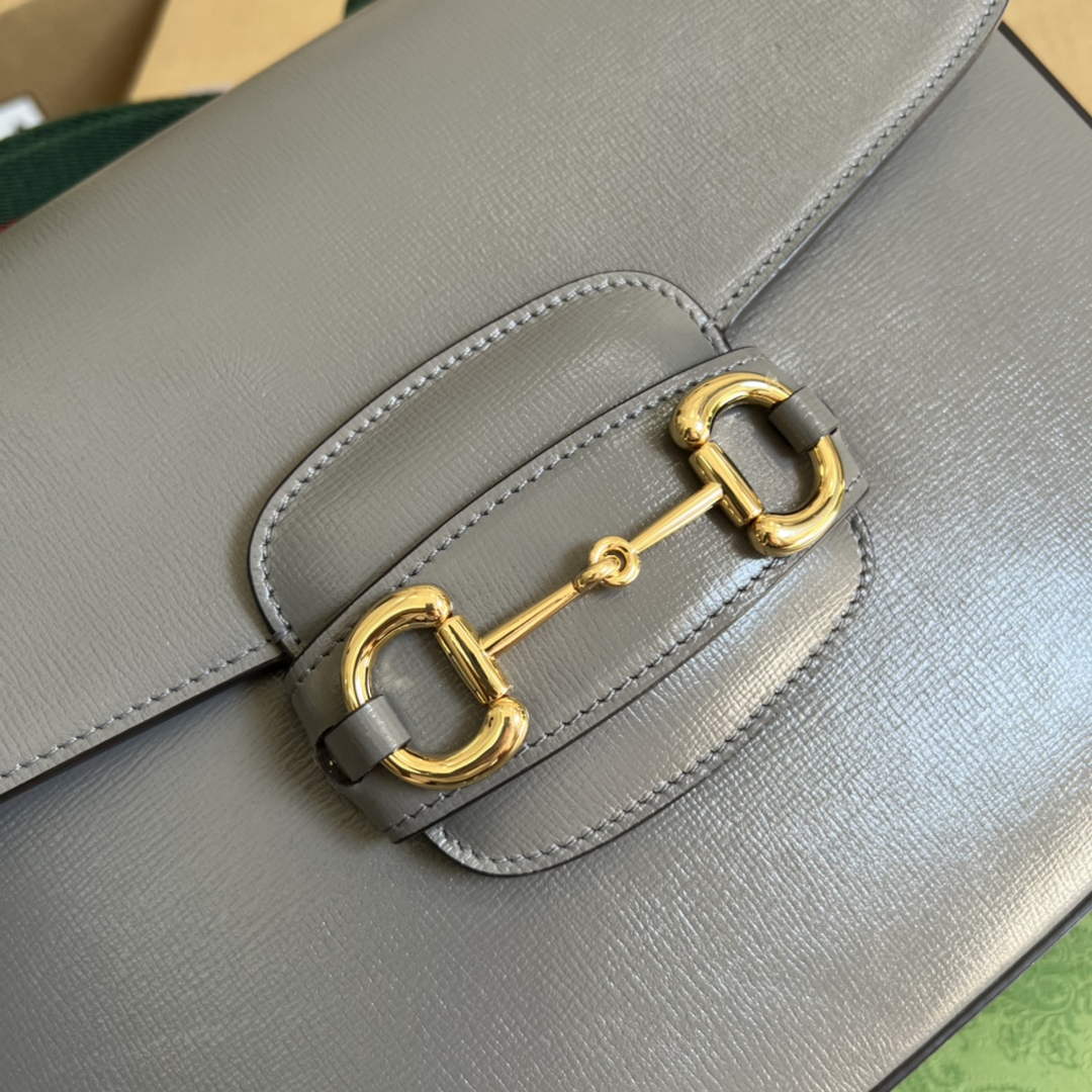Gucci 700457 Horsebit 1955 shoulder bag Gray Leather
