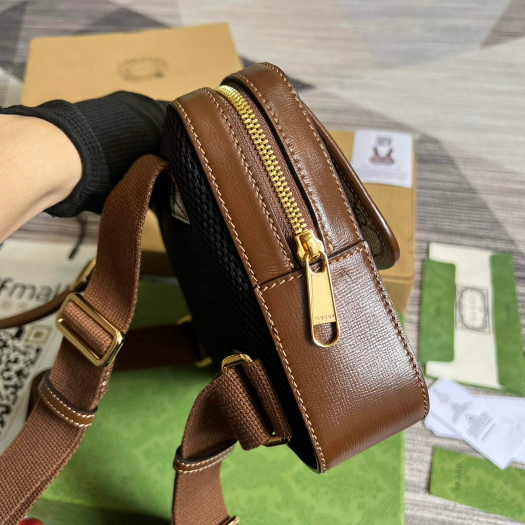 Gucci 700515 Small GG Supreme Backpack Brown leather