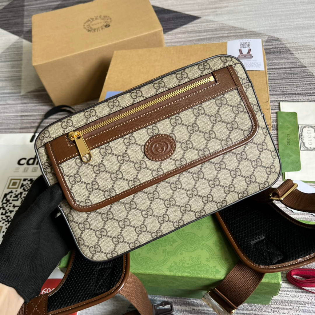 Gucci 700515 Small GG Supreme Backpack Brown leather