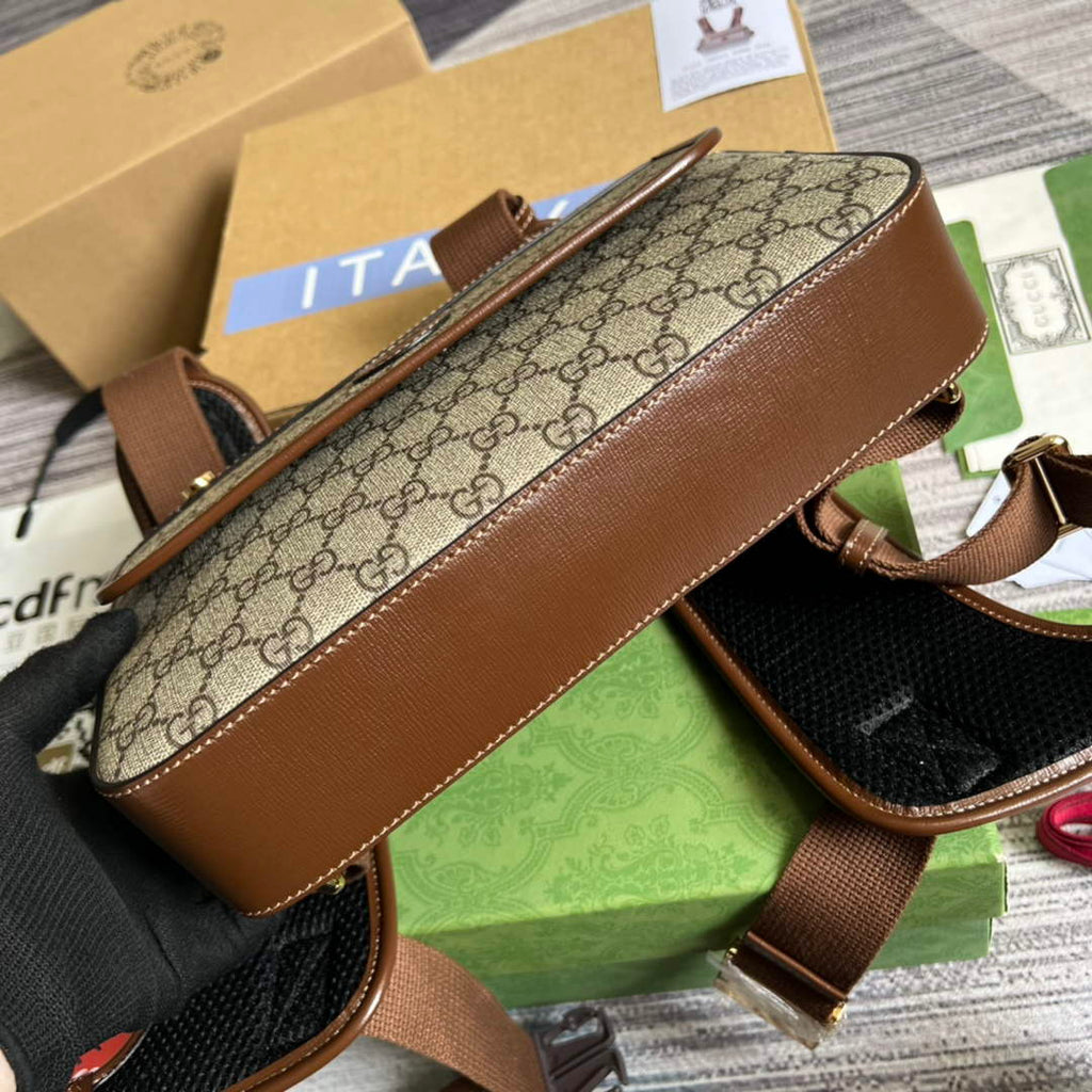 Gucci 700515 Small GG Supreme Backpack Brown leather