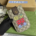 Gucci ‎‎700732 cherry print phone case Beige and ebony GG Supreme canvas