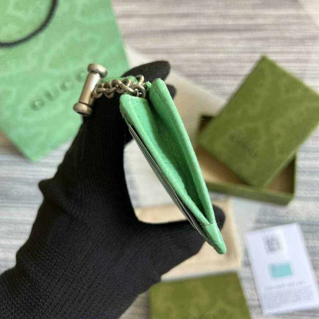 Gucci 701070 GG Marmont keychain card case green