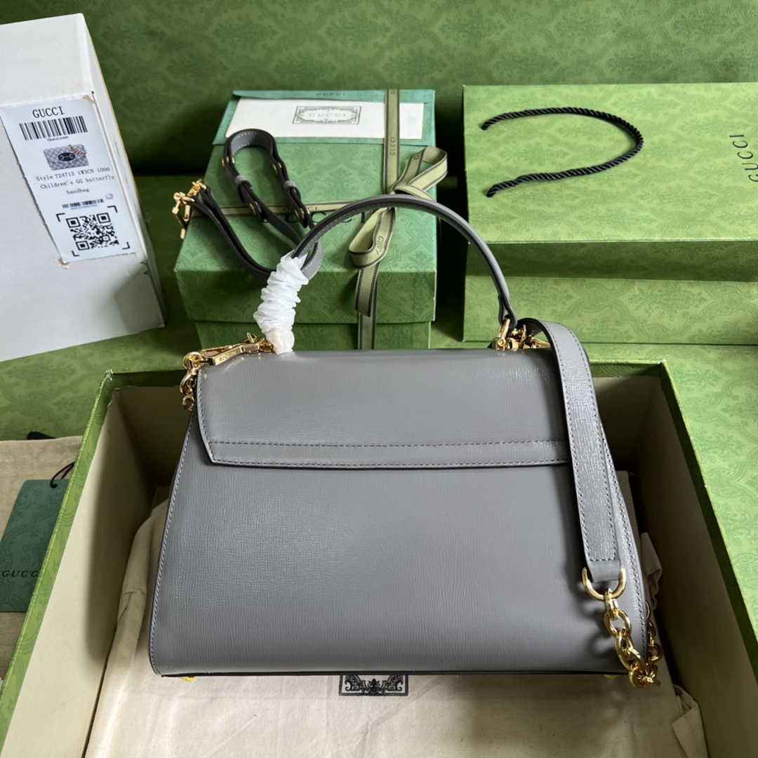 Gucci 702049 Horsebit 1955 medium bag in gray leather