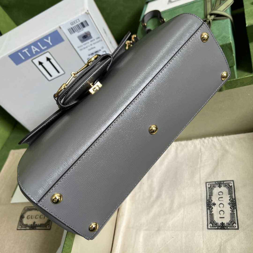 Gucci 702049 Horsebit 1955 medium bag in gray leather