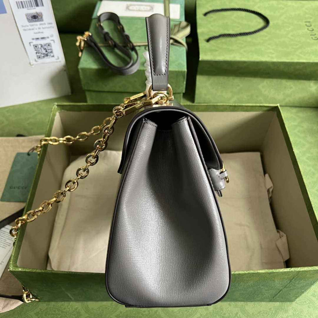 Gucci 702049 Horsebit 1955 medium bag in gray leather