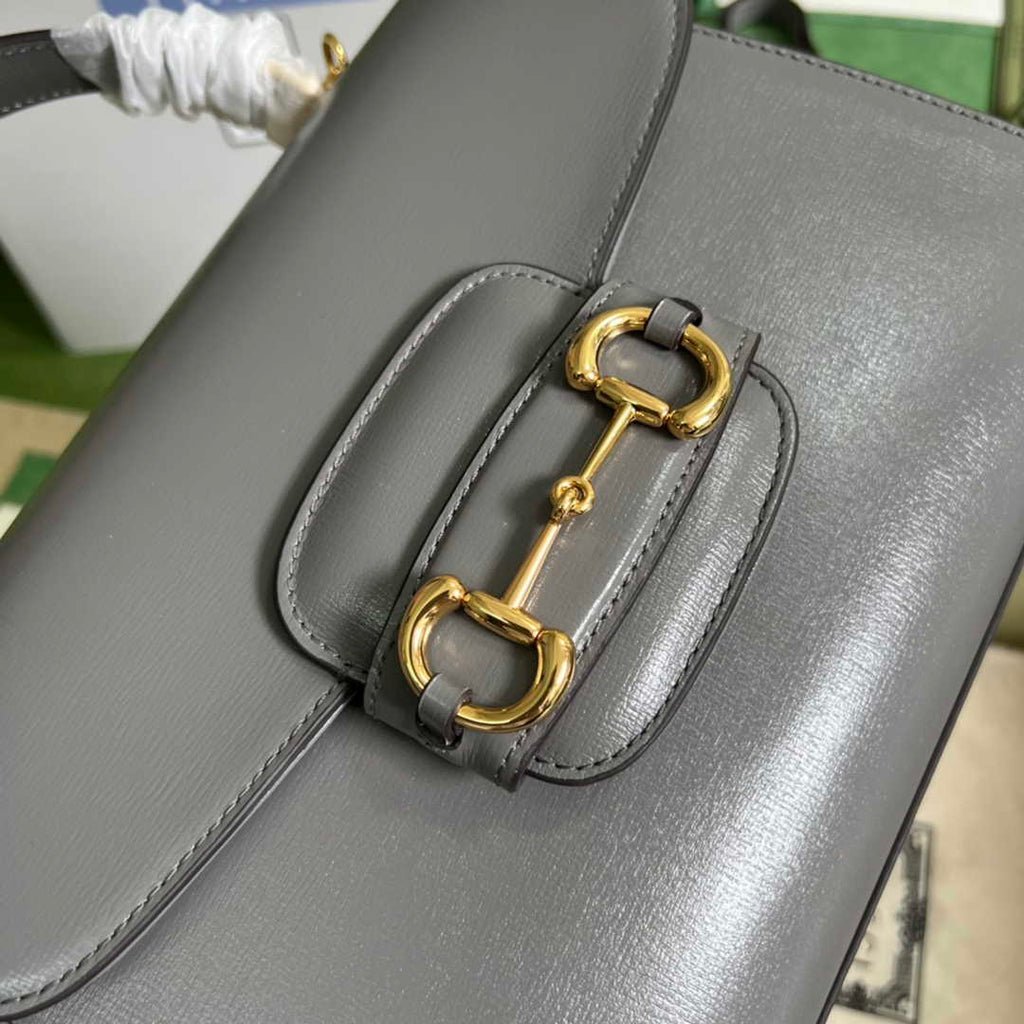 Gucci 702049 Horsebit 1955 medium bag in gray leather