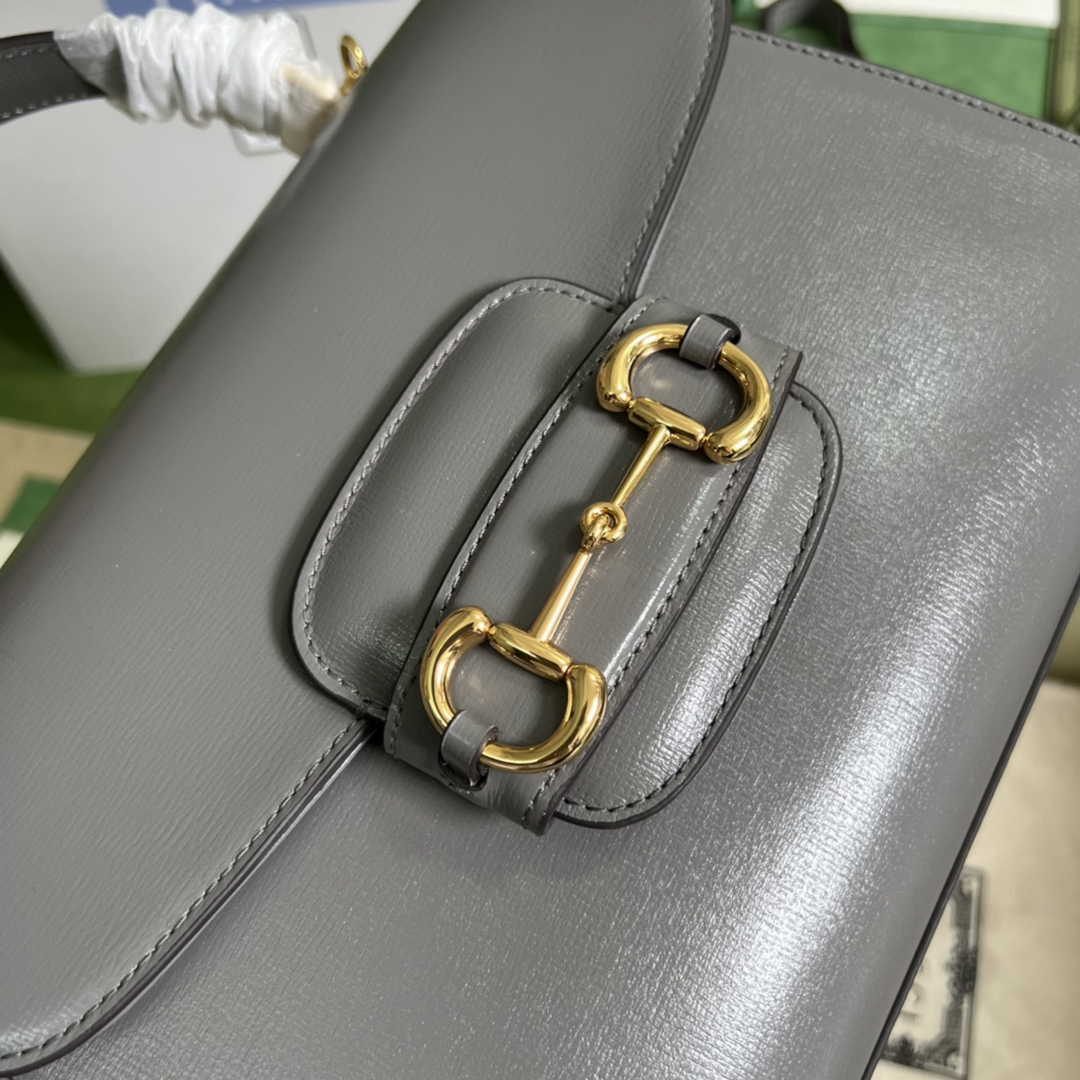 Gucci 702049 Horsebit 1955 medium bag in gray leather