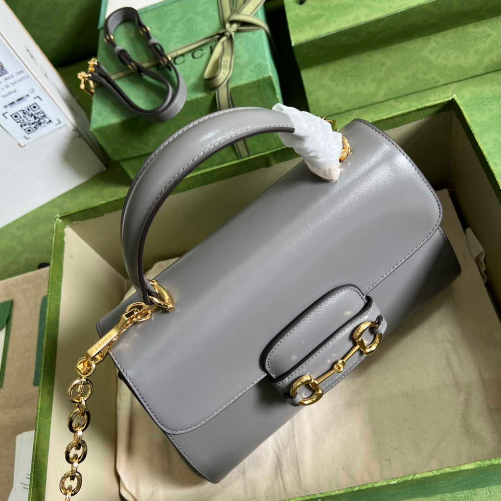 Gucci 702049 Horsebit 1955 medium bag in gray leather