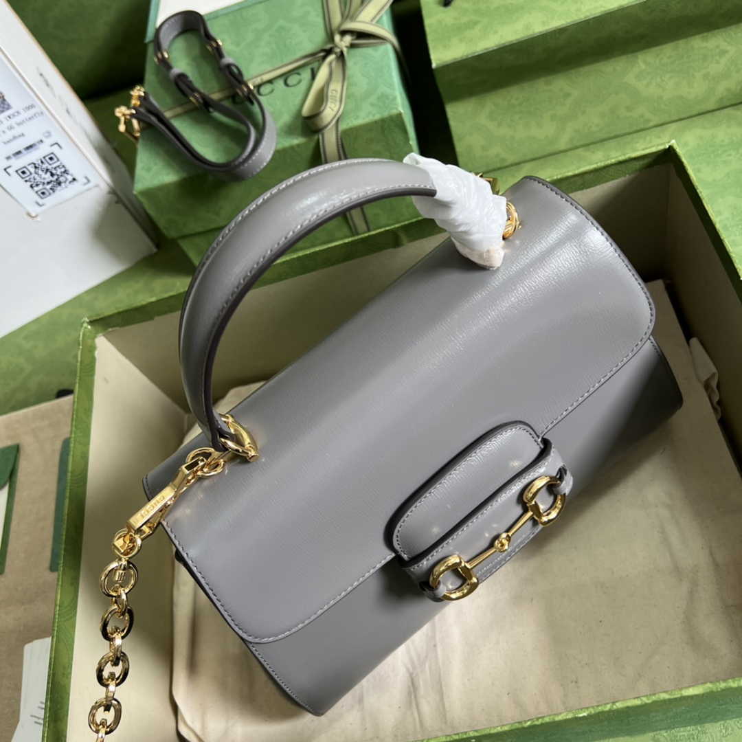 Gucci 702049 Horsebit 1955 medium bag in gray leather