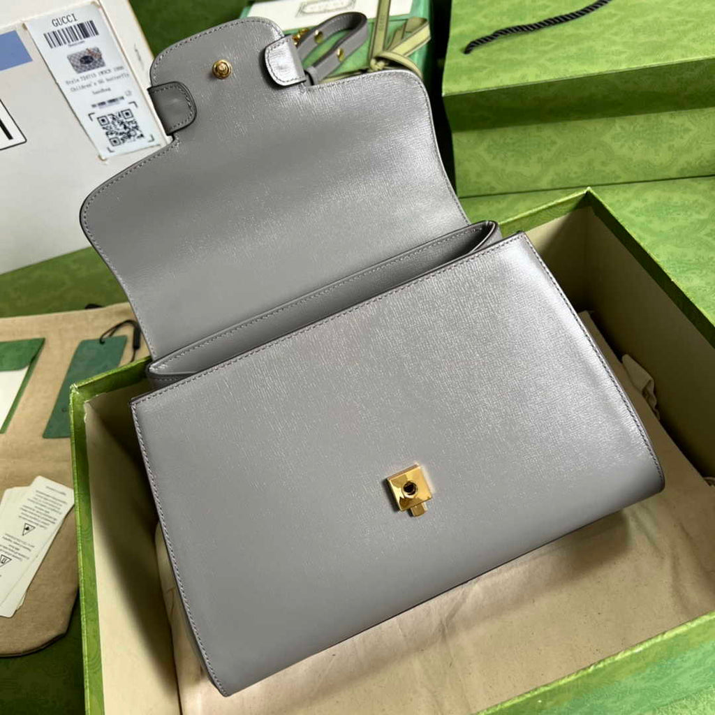 Gucci 702049 Horsebit 1955 medium bag in gray leather