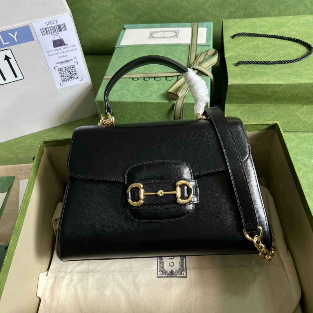 Gucci 702049 Horsebit 1955 medium bag in black leather