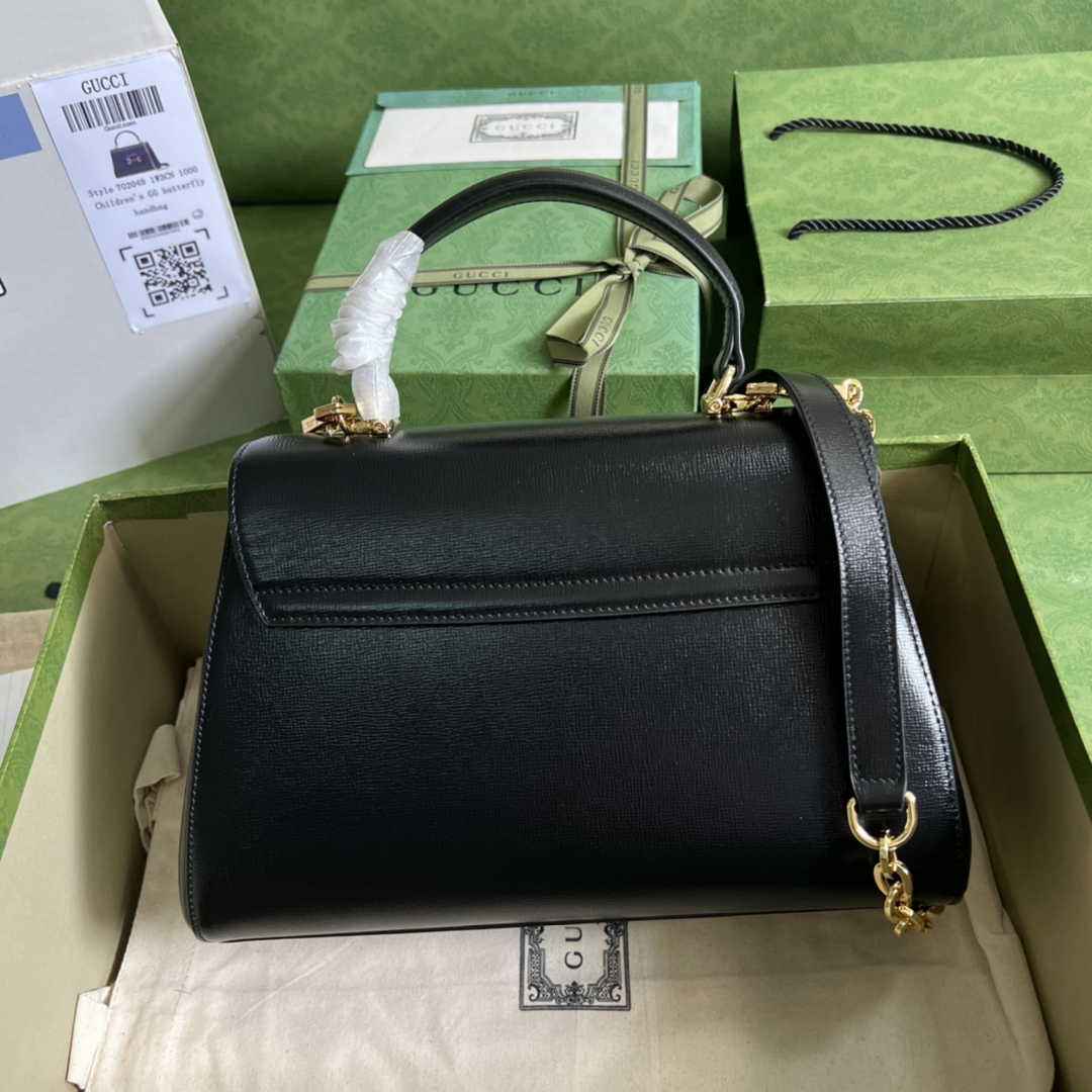 Gucci 702049 Horsebit 1955 medium bag in black leather