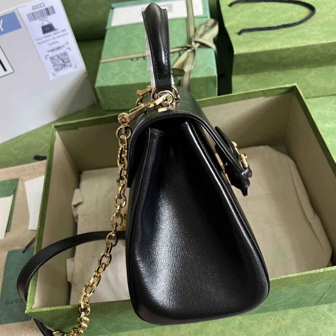 Gucci 702049 Horsebit 1955 medium bag in black leather