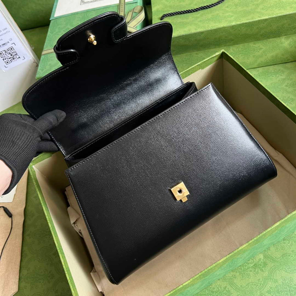 Gucci 702049 Horsebit 1955 medium bag in black leather