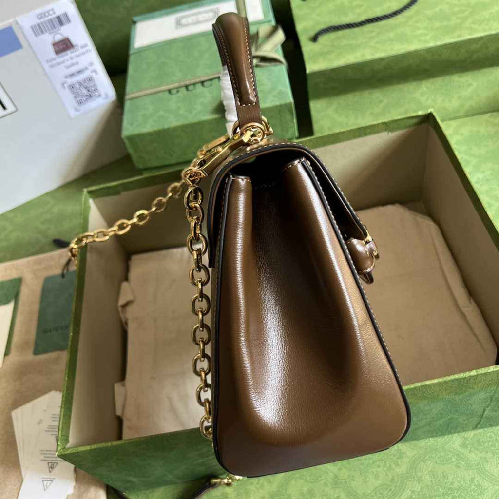 Gucci 702049 Horsebit 1955 medium bag in brown leather