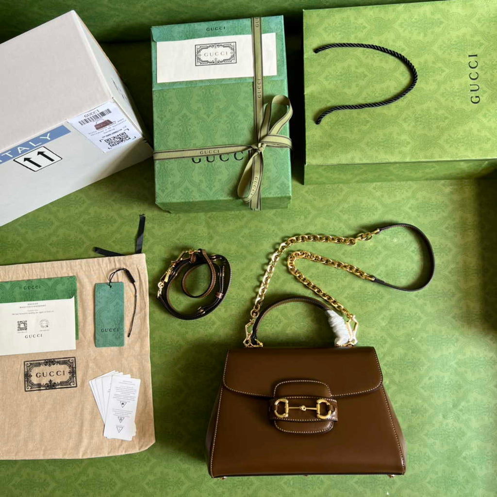 Gucci 702049 Horsebit 1955 medium bag in brown leather