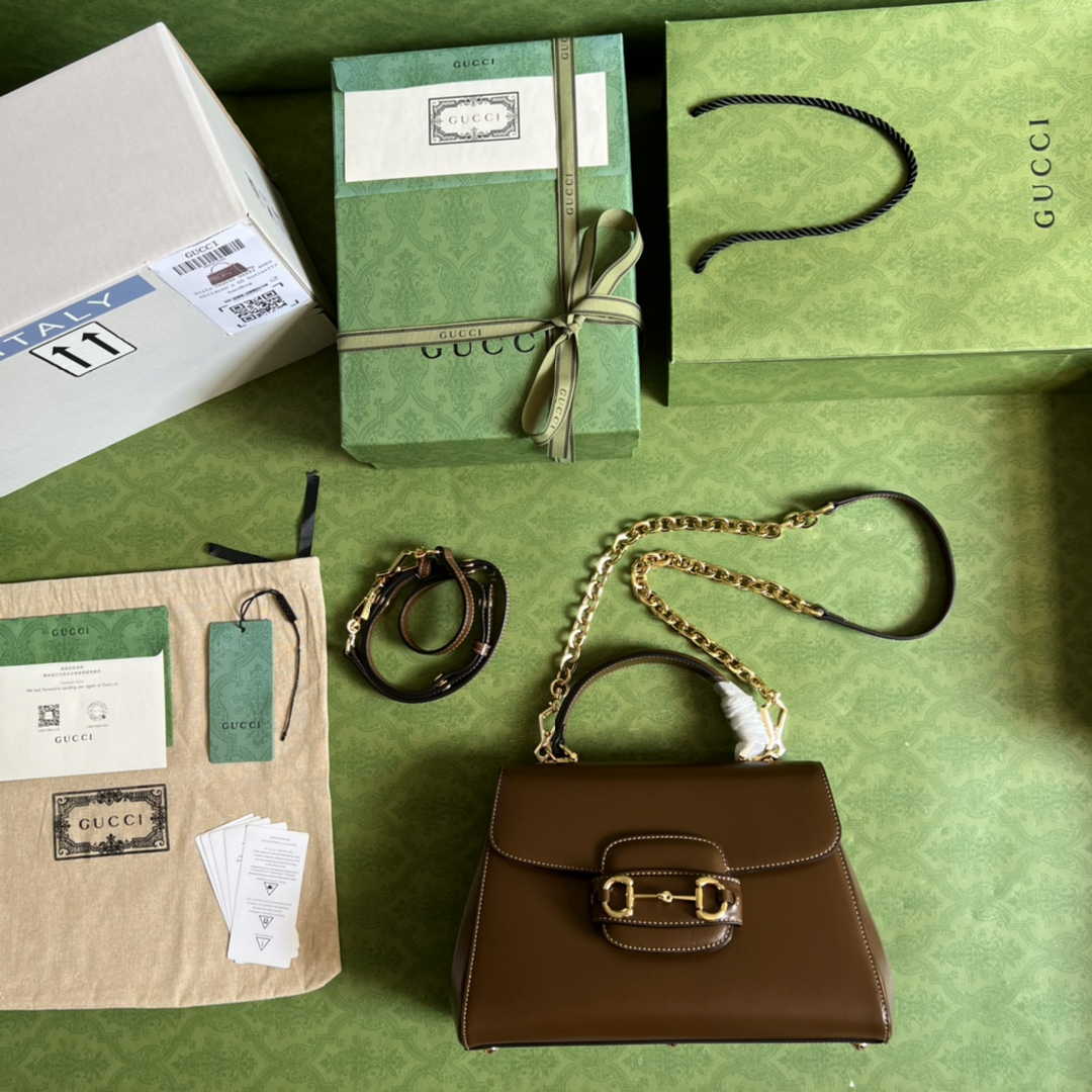Gucci 702049 Horsebit 1955 medium bag in brown leather